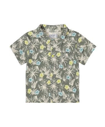 熱帶風綠色短袖襯衫110cm