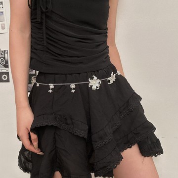 【台灣公司 可打統編】免運 高級感新款百合花珍珠腰鏈波西米亞連衣裙配飾褲鏈y2k腰帶腰飾女 可開發票 全館五折 工廠現貨直銷 新品特價 z9211