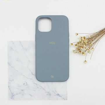 客製化禮物手造真皮革防摔24色粉藍色iPhone 13手機殼