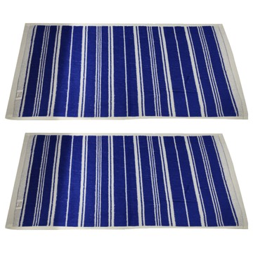 LIFE 來福牌 暮色月影緞條毛巾 棉紗 深藍色 34x76cm 100%棉 台灣製  2條