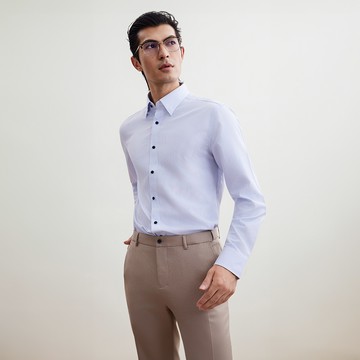 免熨防皺速乾吸濕排條紋長袖上班襯衫/正海軍藍色 | 5612212274