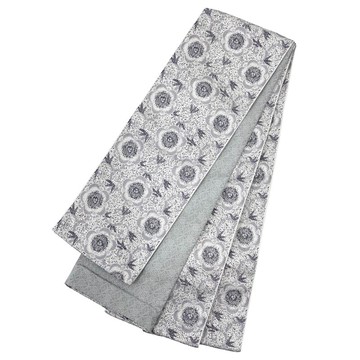 女性 腰封 和服腰帶 小袋帯 半幅帯 日本製  D3唐草花 グレー