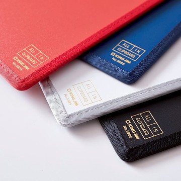 KING JIM ALL IN CLIPBOARD 口袋收納板夾 二折式收納款 黑色/藍色/紅色/白色 (5995-BK白