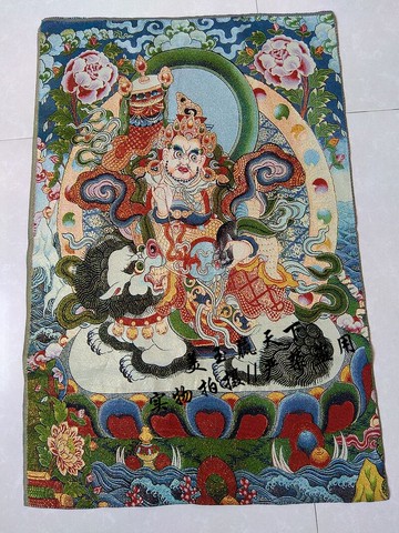 宗教佛像 唐卡密宗西藏佛像刺繡織錦畫 財寶天王白財神 招財納福