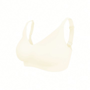 【集中美胸】包覆加強無痕無鋼圈內衣-素面 - M / 奶油白