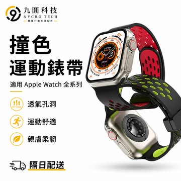 散熱孔 折疊扣 適用 Apple Watch 10 9 8 7 6 5 硅膠錶帶 SE 防水錶帶 42 46mm運動錶帶