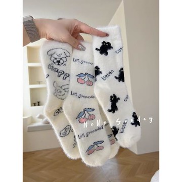 襪子女可愛冬季加厚保暖卡通