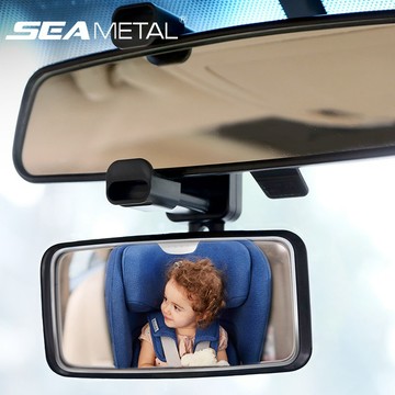 SEAMETAL車內後視鏡 汽車後照鏡 汽車內飾後視鏡安裝夾 360° 旋轉自動觀察後座輔助鏡嬰兒監視器