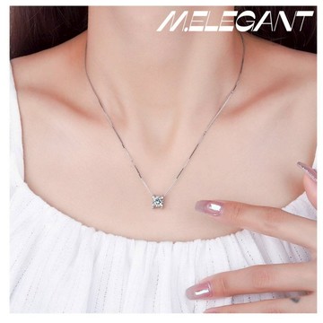 M.e.【24H出貨】韓版 S925純銀牛頭單鑽項鍊 純銀鎖骨鍊 鑽石項鍊