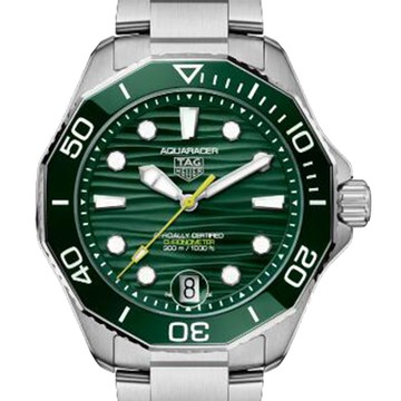 TAG HEUER 豪雅 AQUARACER PROFESSIONAL 300米鏈帶綠面腕表(WBP5116.BA0013)x42mm