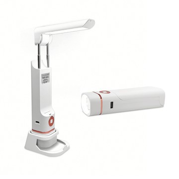 【GREENON】二合一創意折疊檯燈(手電筒+LED閱讀燈) 手機架 USB充電式 現代簡約風