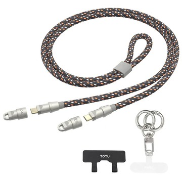 TOTU 拓途 CB-16系列 手機掛繩快充傳輸線 iPhone 3A電流  1.2m  黑橙  1條