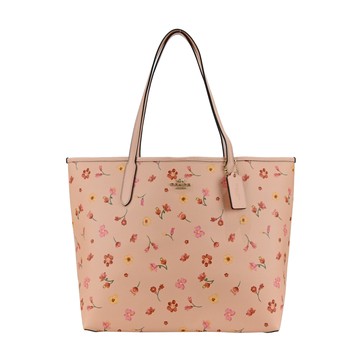 COACH 經典馬車花卉印花托特包(腮紅粉)