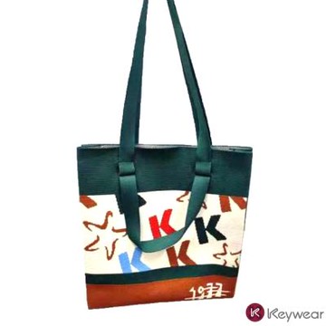 KeyWear奇威名品    Mixart｜1977幾何圖騰針織包-墨綠色