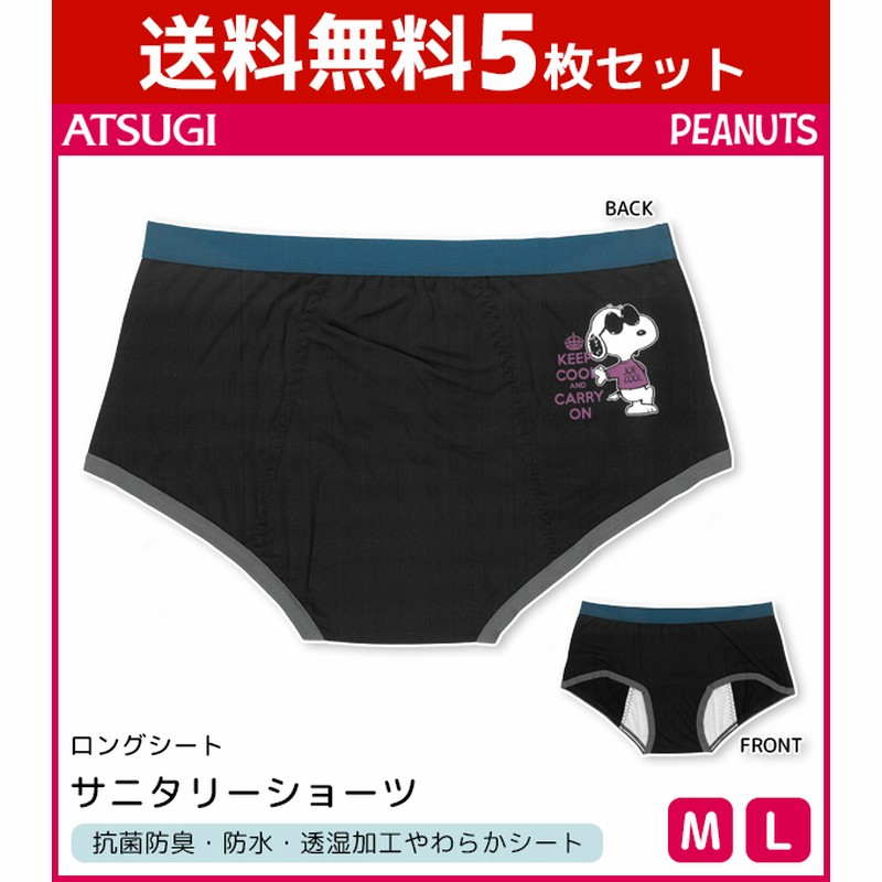 5枚セット ジュニアレディース Snoopy スヌーピー サニタリーショーツ ロングシート 生理用パンツ Peanuts ピーナッツ アツギ Atsugi 子供下着 キッズ ガールズ C Set ブラック M 通販 Lineポイント最大get Lineショッピング