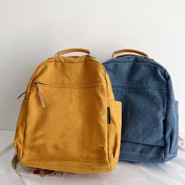 京兔原宿風日系書包女大學生簡約帆布雙肩包大容量百搭純色上課包