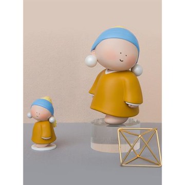 大藝術家戴珍珠耳環少女辦公桌裝飾擺件藝術品手辦送女孩生日禮物