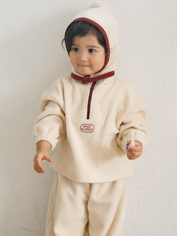 Cozy Half-Zip Polyester Relaxed Fit Set (C1WQ7901-BC)