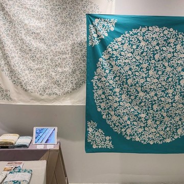 京都風呂敷包巾-和服包巾 三巾-花鳥更紗(藍)