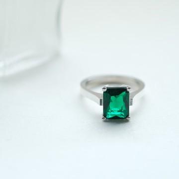 祖母綠 方形 戒指 925銀