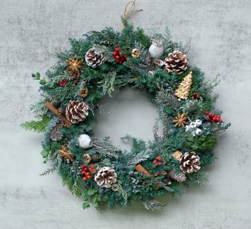 永生雪松聖誕花圈