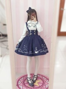 ゴスロリワンピース ドレス ロリィタ Op長袖膝丈 Lolita ロリータ コスプレ エプロン 日常洋服リボン可愛いセーラー服 2点セットアップ 通販 Lineポイント最大get Lineショッピング