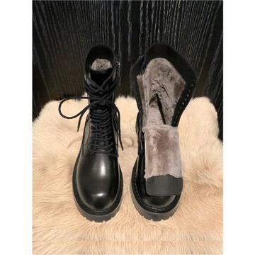 【洛克女郎】冬季雪地靴女加絨加厚短靴厚底皮毛一體ann馬丁靴