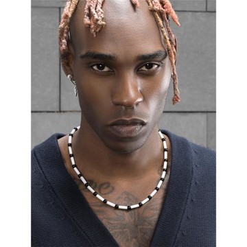 GRGR 原創 黑瑪瑙項鏈男女嘻哈潮流白色貝殼手工串珠鎖骨鏈頸鏈