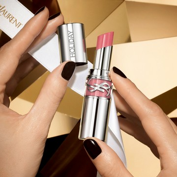 【YSL】【專屬刻字】奢金流星💫水唇膏#214告白裸粉｜ 享 聖誕唇袋｜純淨蜜桃色｜精品護唇膏｜告白禮物｜星座刻字口紅禮