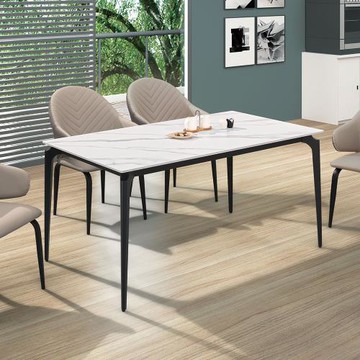 Boden-卡莉絲4.7尺工業風白色岩板餐桌/休閒工作桌