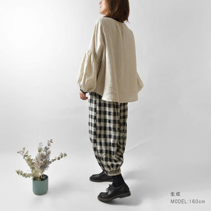 売れ筋商品|||ubasoku ウバソク リネン 麻 バイカラー バルーン袖 プルオーバー ブラウス ub25-0530 服 大人の ナチュラル ゆったり きれいめ シンプル カジュアル 大人服 ubasoku ウバソク リネン 麻 バイカラー バルーン袖 プル