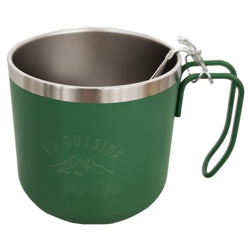 CAPTAIN STAG 鹿牌 保溫馬克杯 350ml 不鏽鋼材質  復古綠  1個