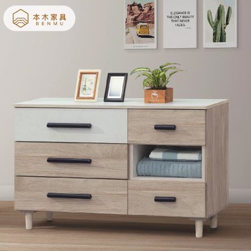 【本木】米恩 橡木白六斗櫃