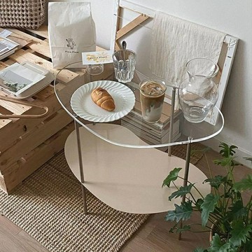 茶幾客廳簡約網紅透明邊幾中古小戶型雙層茶幾桌