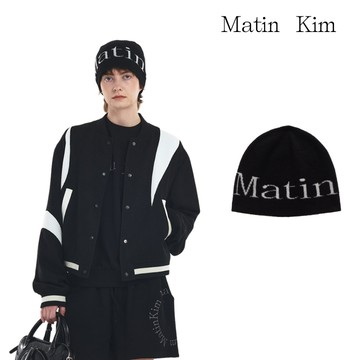 【MATIN KIM】LOGO提花針織毛帽 黑色