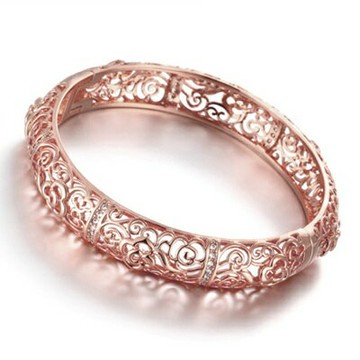 現貨+預購 玫瑰金手環純銀手鍊-歐美時尚鏤空手鐲母親節生日情人節禮物女飾品2色73bt5【獨家進口】【米蘭精品】