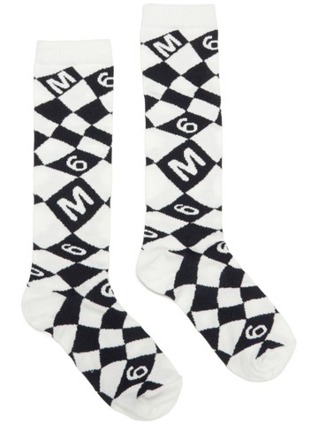 MM6 Maison Margiela Kids - geometric-pattern cotton socks - kids - Cotton/Polyamide/Elastane - 6 yrs - White