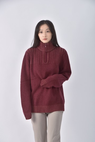 (S) bum高領紅色長袖上衣
