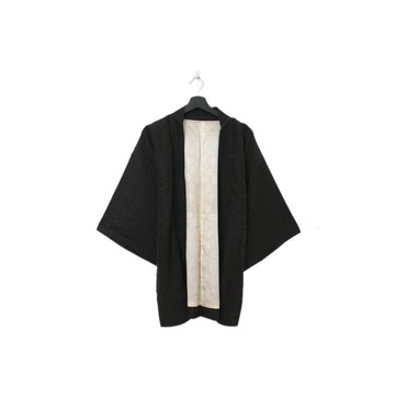 Back to Green-日本黑羽織 浮雲 大紅花 kk-02 /vintage kimono