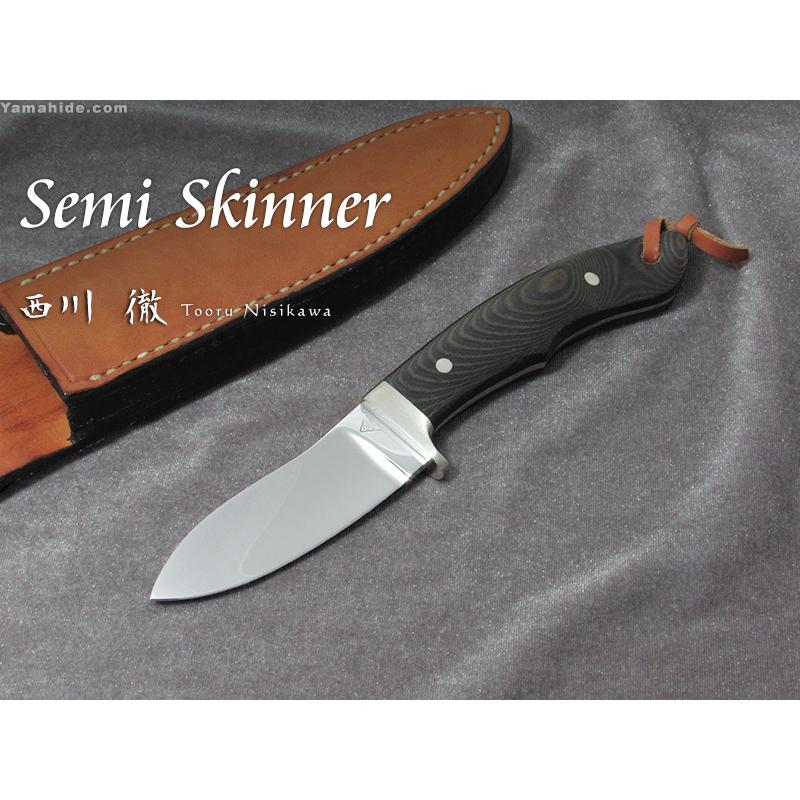 西川 徹 作 0064 セミスキナー 90mm   ATS-34 グリーンマイカルタ   シースナイフ   Tooru Nishikawa Custom knife