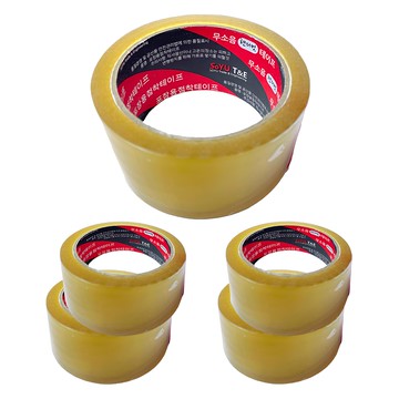 SOYU T&E 無噪音手撕封箱膠帶 48mm x 40m 透明 5入  5個