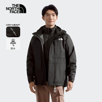 【1/5 快閃價】男款黑色DRYVENT防水鋪棉內裡三合一外套｜8GJXKX7