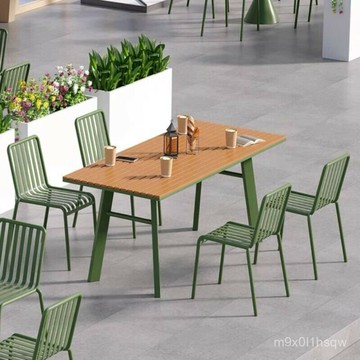 免運 網紅奶茶店咖啡廳酒吧外擺戶外桌椅室外燒烤露臺庭院花園塑木桌椅 休閒陽臺小桌椅戶外桌椅燒烤桌 庭院桌椅 花園桌椅