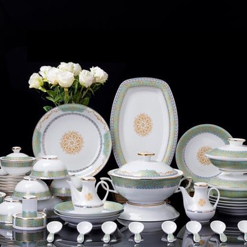 2023新款景德鎮陶瓷器高白瓷餐具套裝家用歐式鑲金碗盤碟喬遷送禮