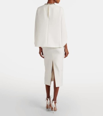 Roland Mouret Caped crystal-embellished crêpe midi dress
