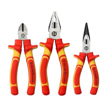 老虎鉗 日本福岡鋼絲鉗斜嘴鉗尖嘴鉗進口VDE耐高壓1000V電工專用絕緣鉗子【MJ17826】