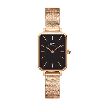 Daniel Wellington DW 手錶 麥穗式金屬編織小方錶 玫瑰金 DW00100432