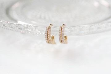 傾心。雙排鑽耳環