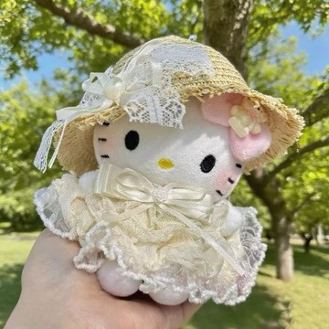 多件優惠💥 HelloKitty娃衣 KT貓娃衣 蕾絲草帽精緻小裙套裝 娃娃草帽 玩偶配件 玩偶換裝 娃衣 娃娃裝 草帽