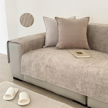 雪尼爾沙發墊 親膚柔軟坐墊 強效止滑防止位移  70 x 70cm  奶茶色